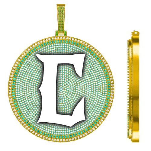 CUSTOM LETTER NECKLACE 3D BIG DISC
