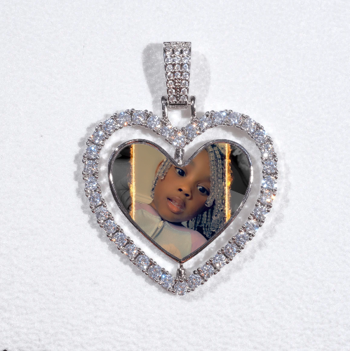 3D Spinning 2-Faced Heart Custom Picture Pendant