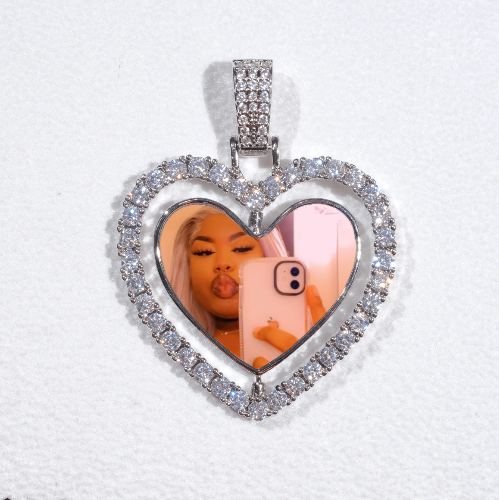 3D Spinning 2-Faced Heart Custom Picture Pendant