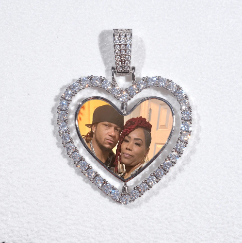 3D Spinning 2-Faced Heart Custom Picture Pendant