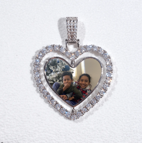 3D Spinning 2-Faced Heart Custom Picture Pendant