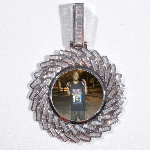 Large 3D Baguette Custom Picture Pendant