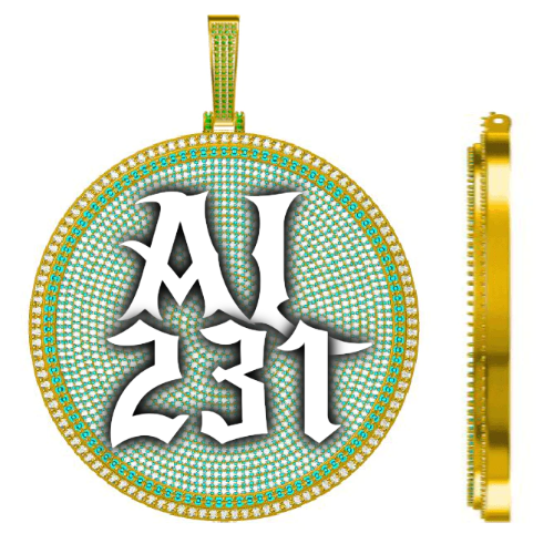 CUSTOM LETTER NECKLACE 3D BIG DISC