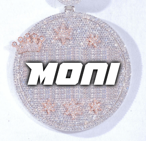 CUSTOM LETTER NECKLACE 3D BIG CROWN DISC