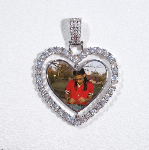 3D Spinning 2-Faced Heart Custom Picture Pendant