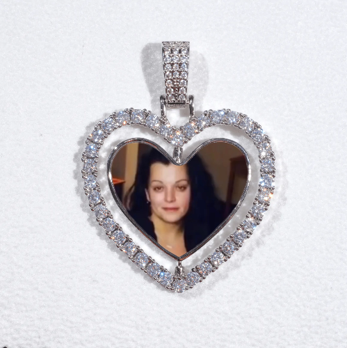 3D Spinning 2-Faced Heart Custom Picture Pendant
