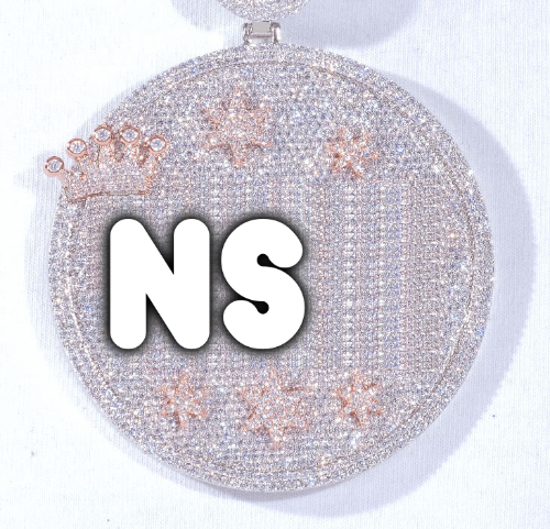 CUSTOM LETTER NECKLACE 3D BIG CROWN DISC