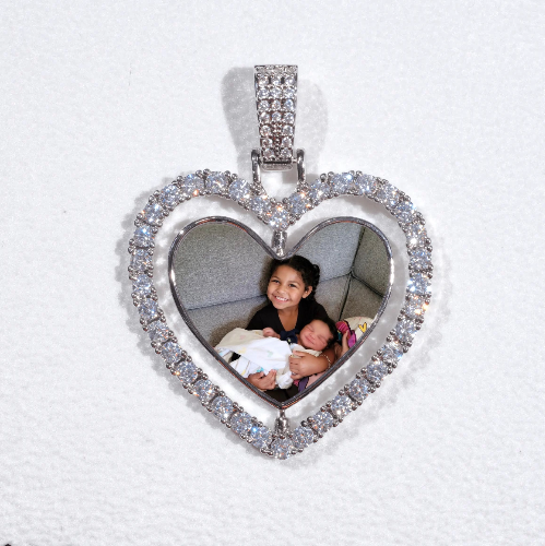 3D Spinning 2-Faced Heart Custom Picture Pendant