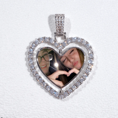 3D Spinning 2-Faced Heart Custom Picture Pendant