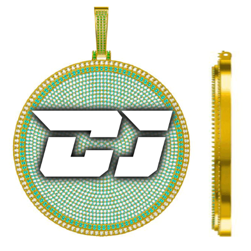 CUSTOM LETTER NECKLACE 3D BIG DISC