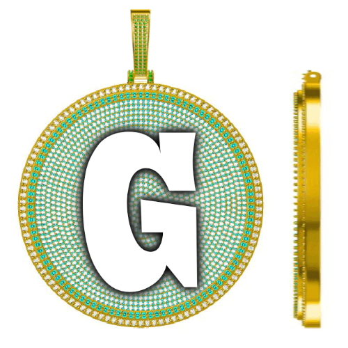 CUSTOM LETTER NECKLACE 3D BIG DISC