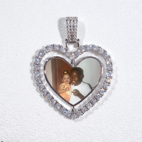 3D Spinning 2-Faced Heart Custom Picture Pendant