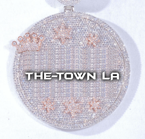 CUSTOM LETTER NECKLACE 3D BIG CROWN DISC