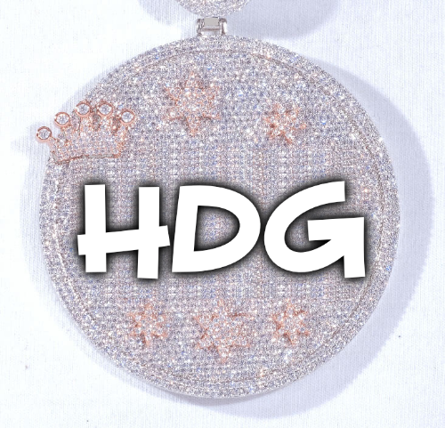 CUSTOM LETTER NECKLACE 3D BIG CROWN DISC