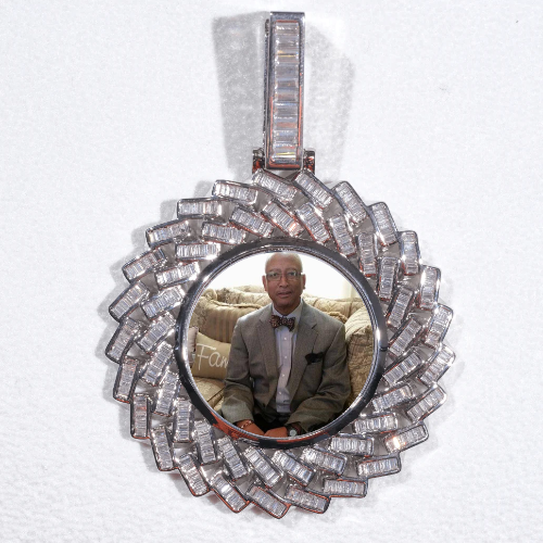 Large 3D Baguette Custom Picture Pendant