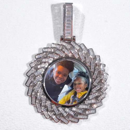 Large 3D Baguette Custom Picture Pendant