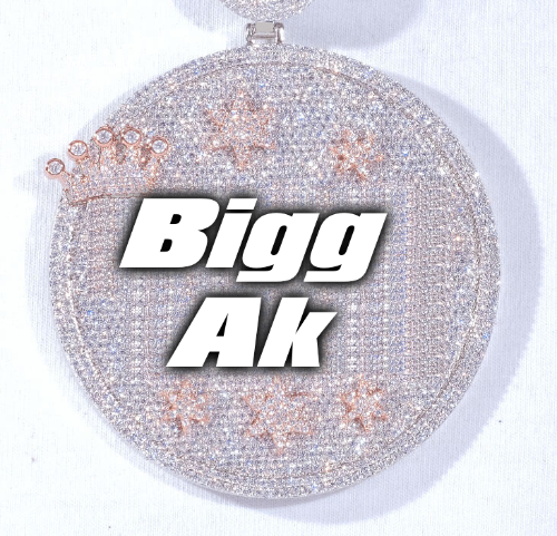 CUSTOM LETTER NECKLACE 3D BIG CROWN DISC