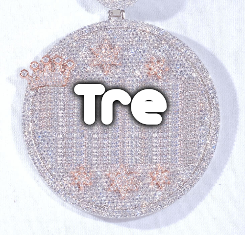 CUSTOM LETTER NECKLACE 3D BIG CROWN DISC
