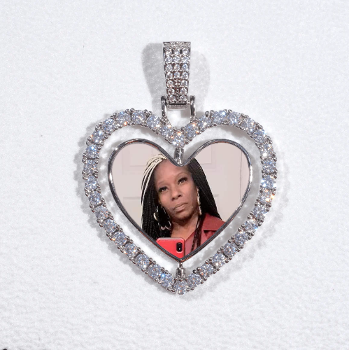 3D Spinning 2-Faced Heart Custom Picture Pendant
