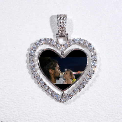 3D Spinning 2-Faced Heart Custom Picture Pendant