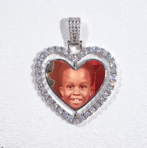 3D Spinning 2-Faced Heart Custom Picture Pendant