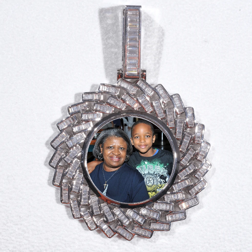 Large 3D Baguette Custom Picture Pendant