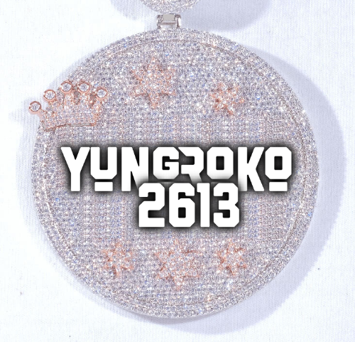CUSTOM LETTER NECKLACE 3D BIG CROWN DISC