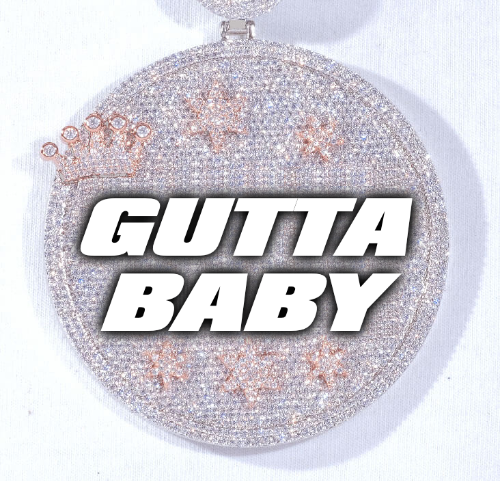CUSTOM LETTER NECKLACE 3D BIG CROWN DISC