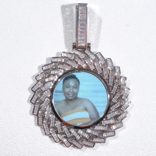 Large 3D Baguette Custom Picture Pendant