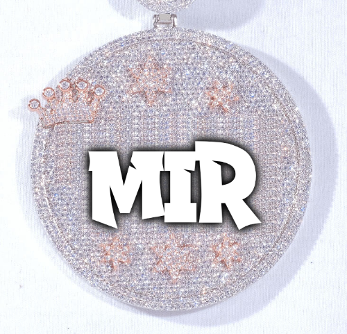 CUSTOM LETTER NECKLACE 3D BIG CROWN DISC
