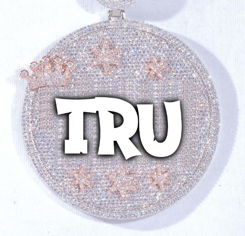 CUSTOM LETTER NECKLACE 3D BIG CROWN DISC