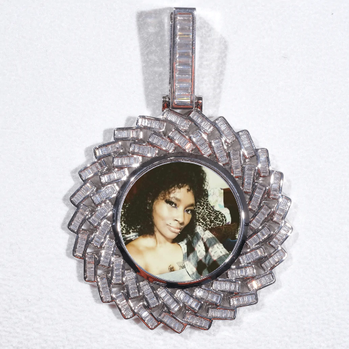 Large 3D Baguette Custom Picture Pendant