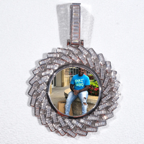 Large 3D Baguette Custom Picture Pendant