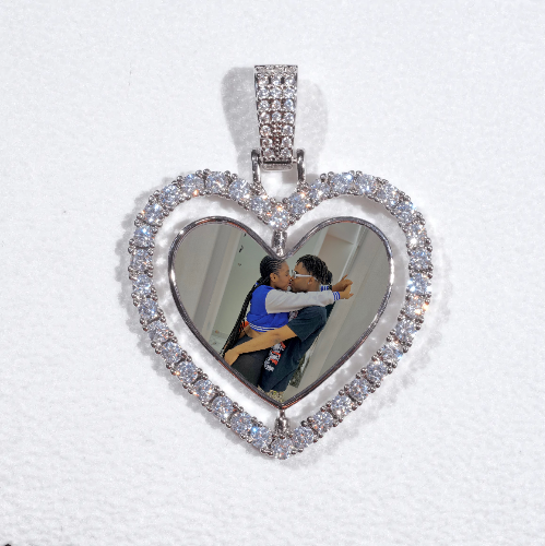 3D Spinning 2-Faced Heart Custom Picture Pendant