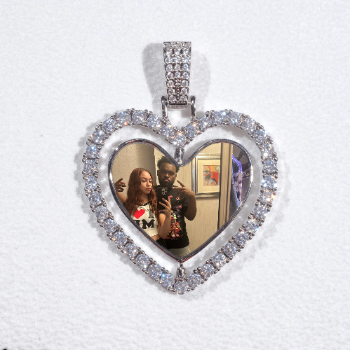 3D Spinning 2-Faced Heart Custom Picture Pendant