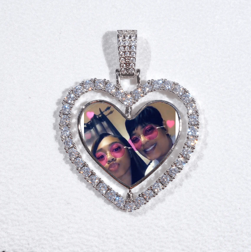 3D Spinning 2-Faced Heart Custom Picture Pendant
