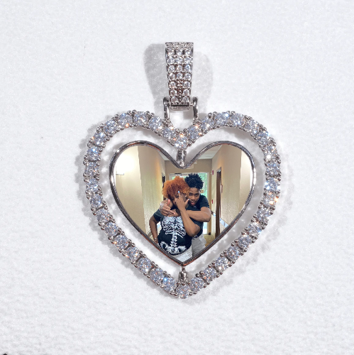 3D Spinning 2-Faced Heart Custom Picture Pendant