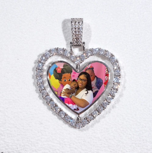 3D Spinning 2-Faced Heart Custom Picture Pendant