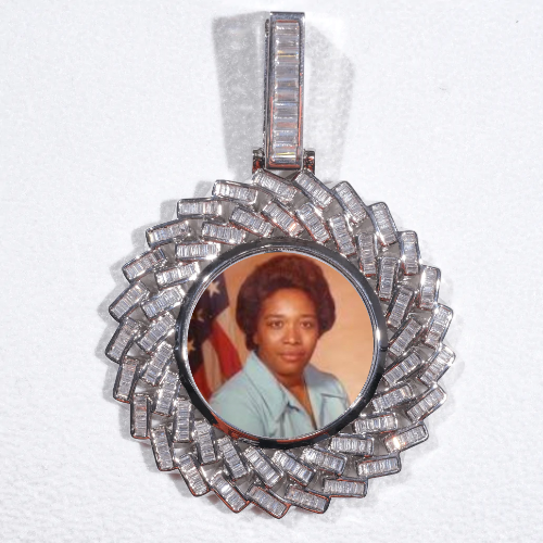 Large 3D Baguette Custom Picture Pendant