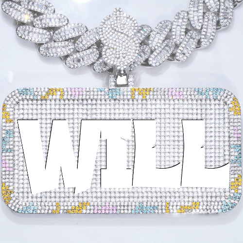 CUSTOM LETTER NECKLACE 3D COLORFUL SQUARE