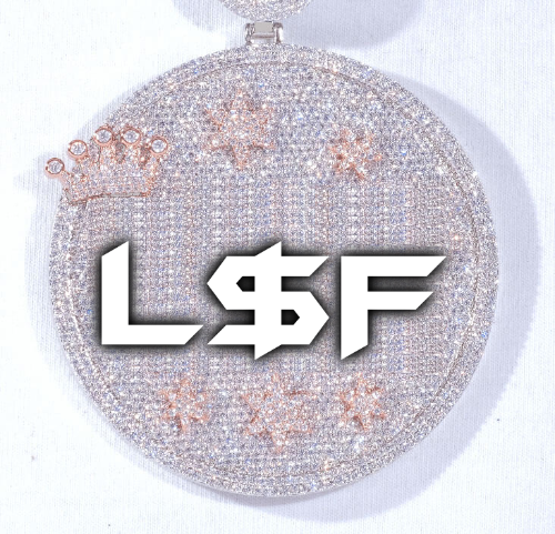 CUSTOM LETTER NECKLACE 3D BIG CROWN DISC