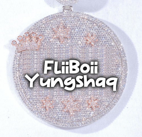 CUSTOM LETTER NECKLACE 3D BIG CROWN DISC