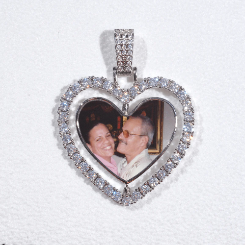 3D Spinning 2-Faced Heart Custom Picture Pendant