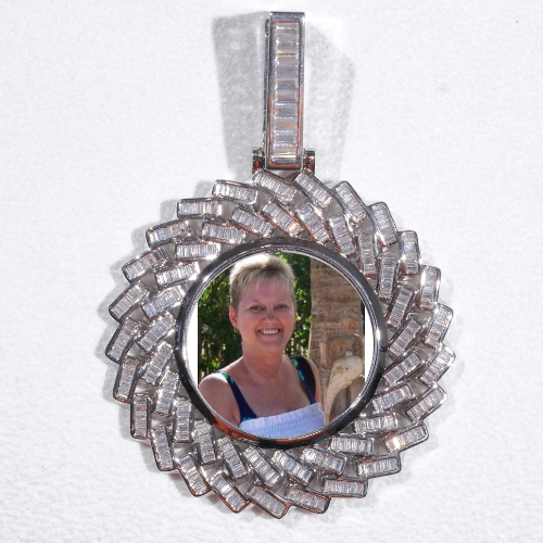 Large 3D Baguette Custom Picture Pendant