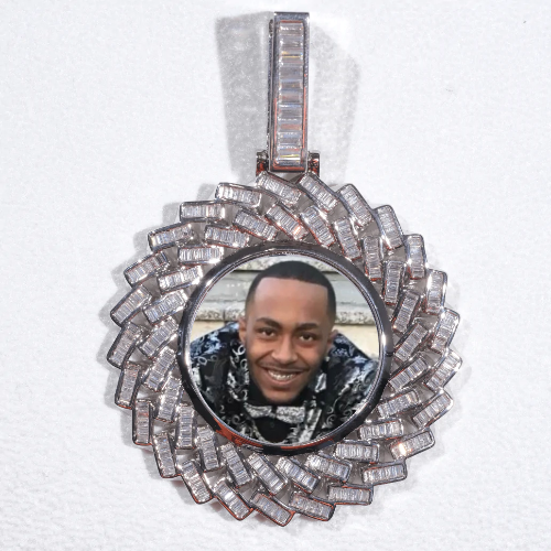 Large 3D Baguette Custom Picture Pendant