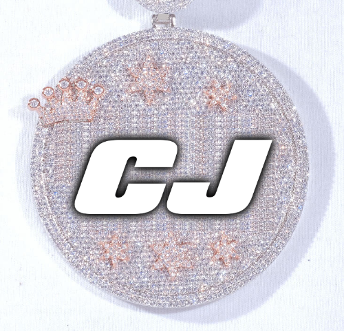CUSTOM LETTER NECKLACE 3D BIG CROWN DISC