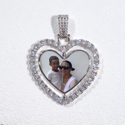3D Spinning 2-Faced Heart Custom Picture Pendant