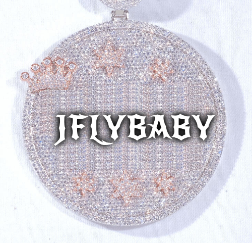 CUSTOM LETTER NECKLACE 3D BIG CROWN DISC