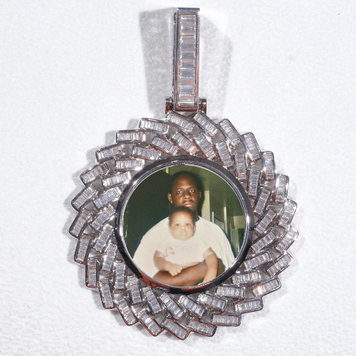 Large 3D Baguette Custom Picture Pendant
