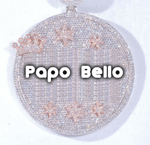 CUSTOM LETTER NECKLACE 3D BIG CROWN DISC